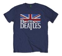 Blue The Beatles Drop T Logo & Vintage Flag autorizzato Uomo maglietta