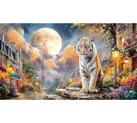Blue-tinted-white-tiger-with-cubs-and-glowing-butterflies Puzzle 1000 pezzi Sfida di gioco educativo Carta riciclata Estremamente difficile per adulti e bambini di 12+ anni 70x50/1000 pezzi