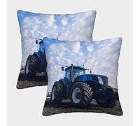 Blue Tractor Farm Equipment-agricultural Machinery Style Federe Cuscini Per Divano Decorativa Art Fodere Cuscino Set 2 Pezzi Moderna Letto Casa Camera 45x45cm