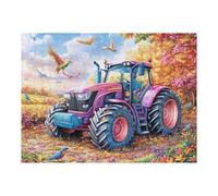 Blue Tractor Farm Puzzle 500 Pezzi Per Regalo Di San Valentino Cartone Spesso Per Coppie Per Serate in Casa Insieme Con Confezione Regalo Edizione Esclusiva 500 PCS（52×38cm）
