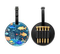 Blue Underwater World of Fish - Borsa portaoggetti per tee da golf, con stampa speciale, design portatile con fibbia da appendere