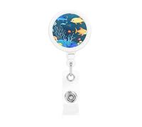 Blue Underwater World of Fish Il porta badge retrattile in plastica è realizzato in materiale ABS e la corda è in nylon