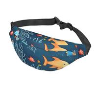Blue Underwater World of Fish Marsupio a tracolla multifunzionale grande per uomini e donne sport all'aria aperta viaggi alla moda e portatile, nero, Come nella foto, Taglia unica, Zaino da