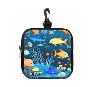 Blue Underwater World of Fish - Piccola custodia impermeabile con cerniera, in neoprene, per auricolari, portachiavi