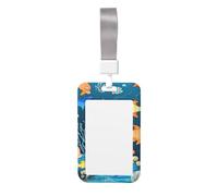 Blue Underwater World of Fish - Porta badge con stampa su entrambi i lati, design scorrevole, in grado di scansionare la pellicola trasparente