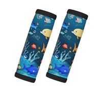 Blue underwater world of fish Print 2 pack bagagli Handle Wraps per valigia, impugnature morbide, coperture per etichette da viaggio, per borsa da trasporto auto