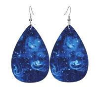 Blue Universe Space Galaxy Piercing orecchini a goccia, orecchini in pelle alla moda pendenti a cerchio per donne festa di compleanno gioielli regalo