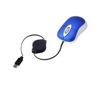 (Blue) USB C Corded Mouse Retractable Cable Small Mouse for Kids Children 1000DPI