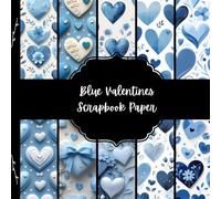 Blue Valentines Scrapbook Paper, Elegant Hearts Junk Journal Paper, Love Decorative Paper, DIY Projects, Origami, Collage Sheets, Decoupage Paper, 10 Designs, Double Sided