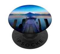 Blue Volcano Pier Lago Atitlán - Guatemala Art PopSockets PopGrip Adesivo