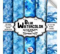 Blue Watercolor Scrapbook Paper: Double Sided Sheets | for Card Making, Scrapbooking, Mixed Media, and Various DIY Craft Projects | 8.5" x 8.5" (21.59 x 21.59 cm)