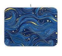 Blue Waves at Night - Tappetino scolapiatti resistente al calore, extra large, 45,7 x 61,7 cm