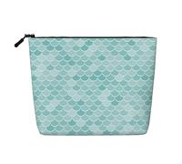Blue Waves Squama Mermaid Scale Print Makeup Bag Borsa cosmetica per le donne Grande Capacità Viaggio Makeup Bag Zipper Pouch