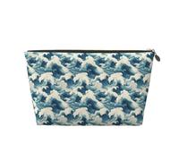 Blue Waves Una borsa per il trucco con stampa, borsa da viaggio per cosmetici da donna, graziosa borsa organizer per trucchi in pelle