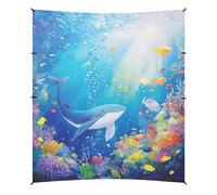 Blue Whale Fish Ocean Sea Beach Tenda e baldacchino UPF50+ impermeabile parasole portatile con sacchi di sabbia e pala di sabbia per campeggio, picnic, cortile
