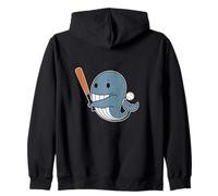 Blue Whale gioca a baseball Felpa con Cappuccio