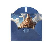 Blue WHJSHOP Anime Castle Sky Prints, biglietto di auguri di alta qualità, carta perlescente su entrambi i lati, effetto perlato, busta di carta perlata