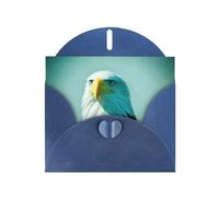 Blue WHJSHOP - Biglietto di auguri con stampa aquila coraggiosa, carta perlescente di alta qualità, double face, effetto perlato, busta di carta perlata
