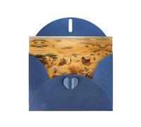 Blue WHJSHOP - Biglietto di auguri con stampa del raccolto di grano, carta perlescente di alta qualità, double face, effetto perlato, busta di carta perlata