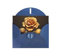 Blue WHJSHOP - Biglietto di auguri con stampa di rose dorate, carta perlescente di alta qualità, double face, effetto perlato, busta in carta perlata