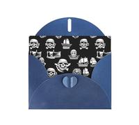 Blue WHJSHOP - Biglietto di auguri con stampa pirati in bianco e nero - Carta perlescente di alta qualità su entrambi i lati, effetto perlato, busta di carta perlata