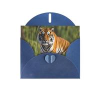 Blue WHJSHOP - Biglietto di auguri con stampa tigre del Bengala, carta perlescente di alta qualità, double face, effetto perlato, busta di carta perlata