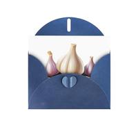 Blue WHJSHOP Cartone animato spicchi d'aglio stampa biglietto di auguri - Carta perlescente di alta qualità a doppia faccia effetto perla con fibbia d'amore busta di carta perlata