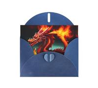 Blue WHJSHOP Dragon King in Fire Prints, biglietto di auguri, carta perlescente di alta qualità, double face, effetto perlato, busta di carta perlata