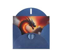 Blue WHJSHOP Dragon On Volcano Prints, biglietto di auguri, carta perlescente di alta qualità, double face, effetto perlato, busta in carta perlata