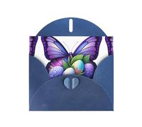 Blue WHJSHOP Easter eggs in the Butterfly Bush Prints, biglietto di auguri - Carta perlescente di alta qualità su entrambi i lati, effetto perlato, busta di carta perlata con fibbia d'amore