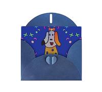 Blue WHJSHOP Fantasy Cartone animato cane stampa biglietto di auguri - High-End carta perlescente double face effetto perla Love Buckle busta di carta perlata