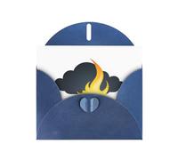 Blue WHJSHOP Flame under the dark clouds Prints, biglietto di auguri - Carta perlescente di alta qualità su entrambi i lati, effetto perlato, busta di carta perlata con fibbia d'amore