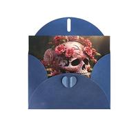 Blue WHJSHOP Sugar Horror Skull Flowers Rose Prints biglietto di auguri - Carta perlescente di fascia alta double face effetto perla Love Buckle busta di carta perlata