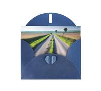 Blue WHJSHOP Uneven Country Road Prints, biglietto di auguri, carta perlescente di alta qualità, double face, effetto perlato, busta di carta perlata