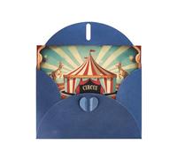 Blue WHJSHOP vintage circus background stampe biglietto di auguri - High-End carta perlescente double face effetto perla Love Buckle busta di carta perlata