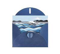 Blue WHJSHOP Waves lapping at the rocks Prints, biglietto di auguri - Carta perlescente di alta qualità su entrambi i lati, effetto perlato, busta di carta perlata con fibbia d'amore