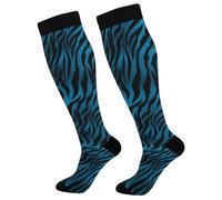 Blue With Black Tiger Stripes Calze A Compressione Donne Calze Compressione Calzini Per Atletica Giri In Bici Gravidanza Trekking 1 Paio 50Cm
