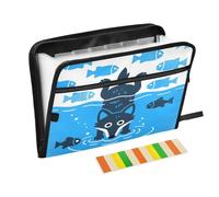 Blue Wolf Dive - Cartella portadocumenti espandibile con 13 tasche, con etichette, formato A4, con cerniera