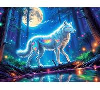 Blue Wolf Rompicapo 1000 Pezzi Puglia Per Adulti Luminous Enchanted Beasts Cartone Spesso Resistente Per Tempo Libero E Passatempo Da Passatempo Con Poster Incluso Top Vendita 1000 PCS/75x50cm