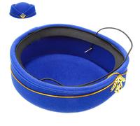 Blue Woolen Air Hostess Hat Reusable Flight Attendant Costume Hat
