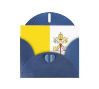 Blue YYHWHJDE - Biglietto d'auguri con immagine bandiera del Vaticano, 15,2 x 10,2 cm, con effetto perlato su entrambi i lati e inchiostro ecologico