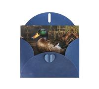 Blue YYHWHJDE - Biglietto d'auguri con immagine di anatra reale 15,2 x 10,2 cm, con effetto perlato su entrambi i lati e inchiostro ecologico