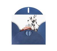 Blue YYHWHJDE - Biglietto d'auguri con immagine robot che scende dall'auto, 15,2 x 10,2 cm, con effetto perlato su entrambi i lati e inchiostro ecologico