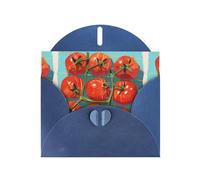 Blue YYHWHJDE - Biglietto d'auguri con stampa di piccoli pomodori nella tasca a rete, 15 x 10 cm, design unico e alla moda per varie occasioni