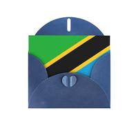 Blue YYHWHJDE - Biglietto di auguri con bandiera della Tanzania, 15,2 x 10,2 cm, effetto perlato su entrambi i lati, inchiostro ecologico