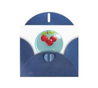 Blue YYHWHJDE - Biglietto di auguri con stampa di ciliegie nella bolla, 15 x 10 cm, design unico e alla moda per varie occasioni