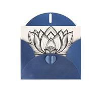 Blue YYHWHJDE - Biglietto di auguri con stampa di fiori di loto Namaste, per Natale, compleanno, San Valentino, anniversario di matrimonio e feste