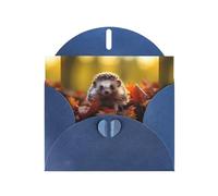 Blue YYHWHJDE - Biglietto di auguri con stampa di piccolo riccio sulle foglie cadute, 15 x 10 cm, design unico e alla moda per varie occasioni