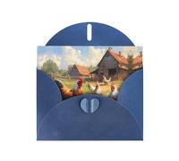 Blue YYHWHJDE - Biglietto di auguri con stampa di polli e fattoria, per Natale, compleanno, San Valentino, anniversario di matrimonio e feste