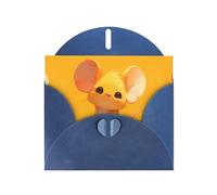 Blue YYHWHJDE - Biglietto di auguri con stampa di topolino giallo, 15 x 10 cm, design unico e alla moda per varie occasioni